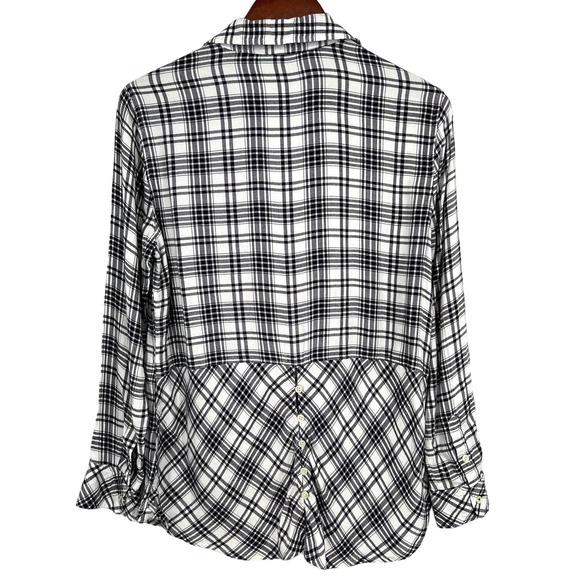Talbots Sz Medium Long Sleeve Plaid Cozy Blouse Shirt Top Fall Winter Lounge - Picture 9 of 9